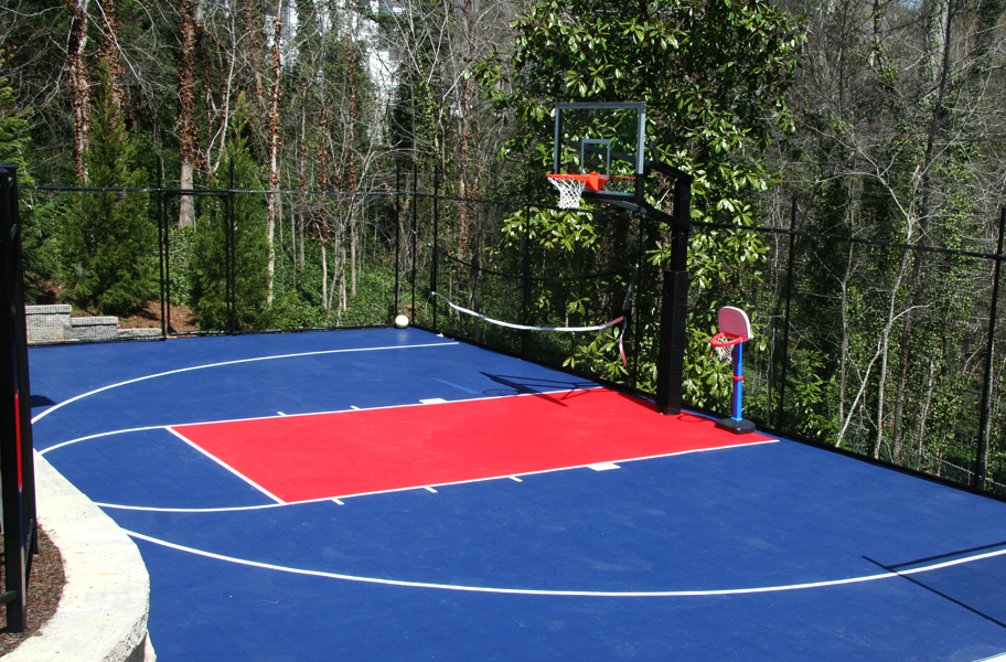 Backyard basketball court tiles
